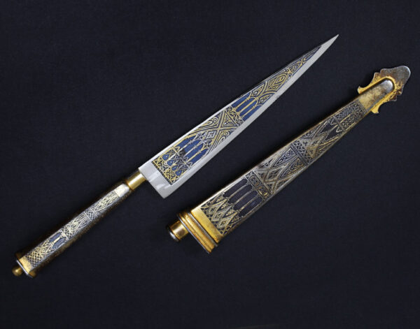 Cuchillo de Toledo damasquinado, 1era mitad siglo XX.